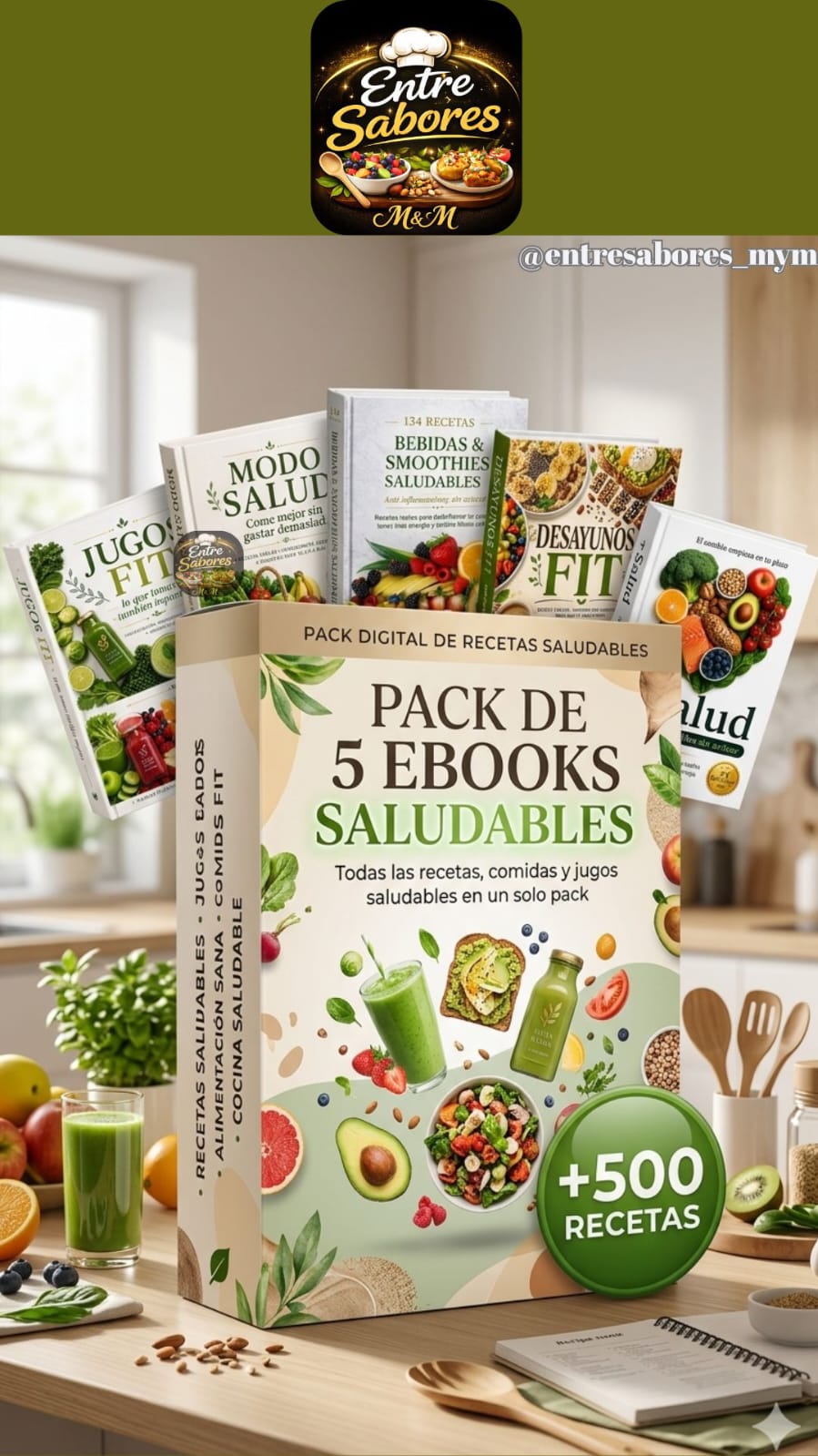 PACK de 5 LIBROS saludables +500 recetas
